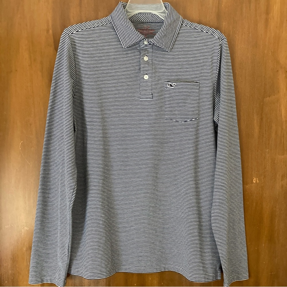 Vineyard Vines Boy’s Edgartown Long Sleeve Feeder Stripe Polo